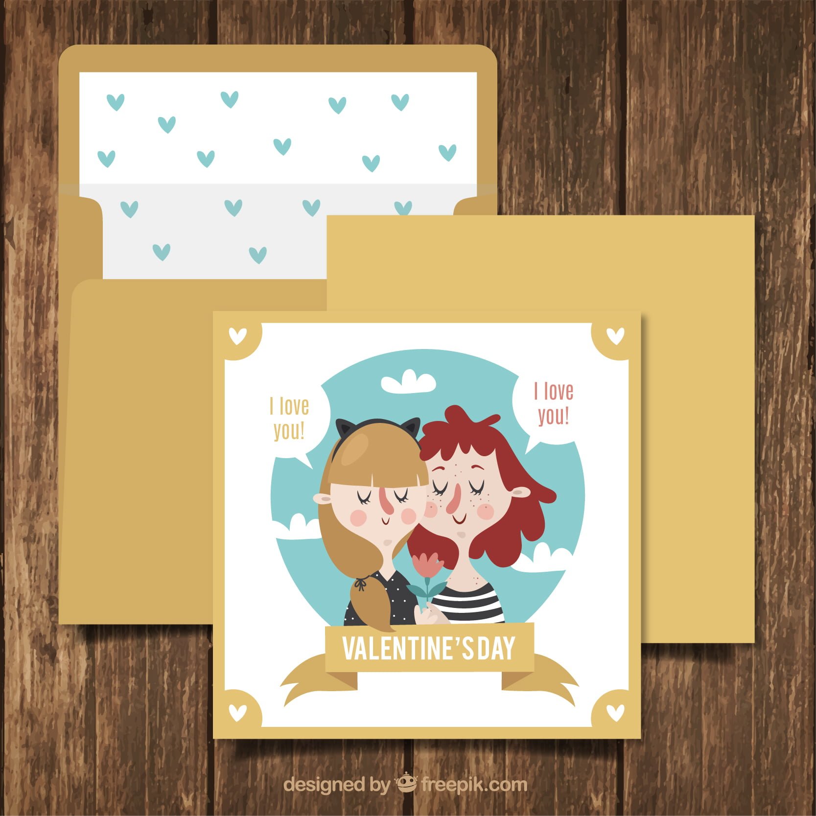 Vintage card of cute couple in love